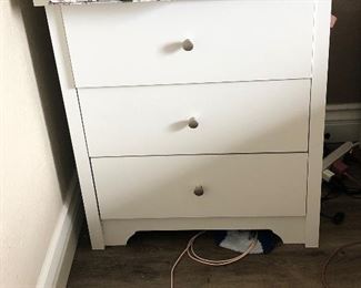 White 3 drawer night stand with usb outlets