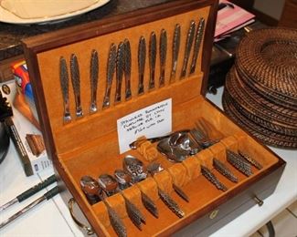 Stainless Romanesque flatware by Lyon, with box