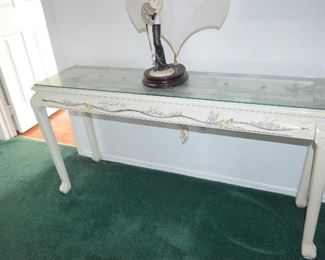 $180 Asian Entrance / Sofa Table with Glass top
53 1/2"W x 15 1/2"D x 28"H
