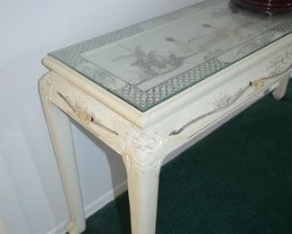$180 Asian Entrance / Sofa Table with Glass top
53 1/2"W x 15 1/2"D x 28"H
