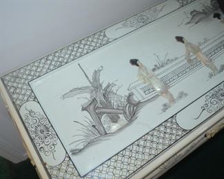 $180 Asian Entrance / Sofa Table with Glass top
53 1/2"W x 15 1/2"D x 28"H
