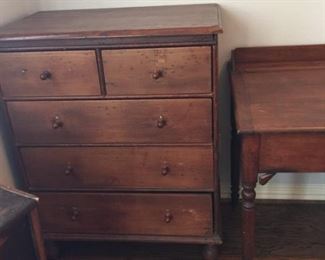 19th C. chest with hand turned knobs