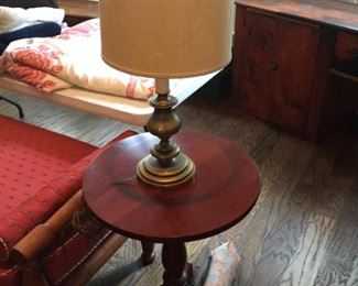 hand crafted small round pedestal table