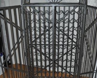 GREAT HEAVY WROUGHT IRON WINE FREE STANDING RACK WITH THE DOUBLE DOORS OPEN! 30”W  x 69” H x 14.5”D. OUR PRICE $385.00