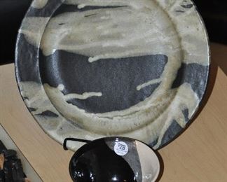 LARGE SIGNED CERAMIC PLATTER AND SMALL BOWL BY VIOLET WILLIAMS.  PLATTER PRICE $95.00.  BOWL PRICE $28.00.