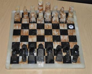 MARBLE CHESS SET, MADE IN MEXICO. OUR PRICE $85.00