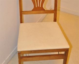 SET OF FOUR VINTAGE STACKMORE FOLDING CHAIRS. OUR PRICE $95.00