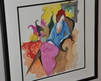 FRAMED AND MATTED 1997 SERIGRAPH "CHERIE WONDERS" BY ITZCHAK TARKAY, SIGNED IN PENCIL 323/350 WITH CERTIFICATE OF AUTHENTICITY, 18" X 18". OUR PRICE $595.00  