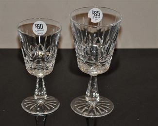 SET OF 10 CUT CRYSTAL WATER GLASSES, OUR PRICE $85.00. MATCHING SET OF 10 CUT CRYSTAL WINE GLASSES, OUR PRICE $60.00