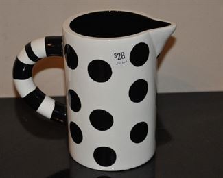MILSON AND LEWIS POLKA DOT 7.5" HAND PAINTED PITCHER, OUR PRICE $28.00