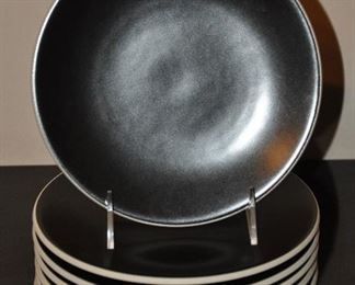 SEVEN MATTE BLACK SASAKI 7.5"COLORSTONE PLATES. OUR PRICE $75.00
