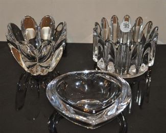 SET OF THREE ORREFORS CRYSTAL CANDY DISHES, OUR PRICE $85.00