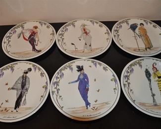 FABULOUS 6 PIECE SET VILLEROY BOCH ART DECO DESIGN 1900 8" PLATES WITH ORIGINAL BOX. TWO SETS AVAILABLE. OUR PRICE $75.00 EACH