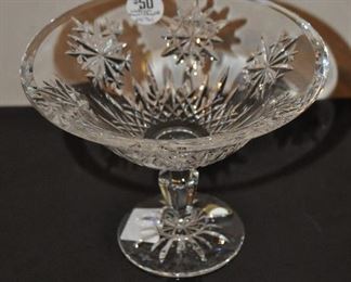 5.5" WATERFORD SNOW CRYSTALS FOOTED COMPOTE DISH. OUR PRICE $50.00