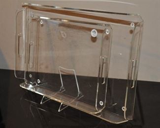 MID CENTURY 21" X 13" AND 14 X 11.5" LUCITE SERVING TRAYS, OUR PRICE  $75.00