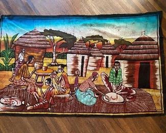 Dyed and waxed African Batik cloth, signed.