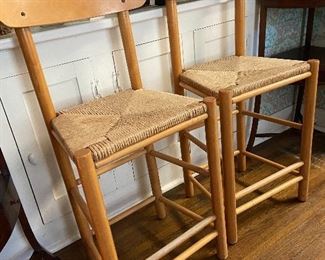 Pair of wooden bar stools.