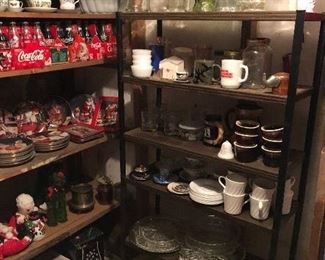 vintage glassware, plates, pottery, more Coke bottles