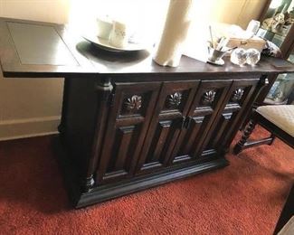 sideboard with fold down ends - repurpose for a great bar piece