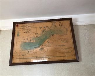 vintage Green Lake WI framed map