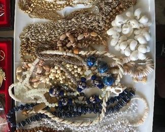 costume jewelry, shells, beads, 