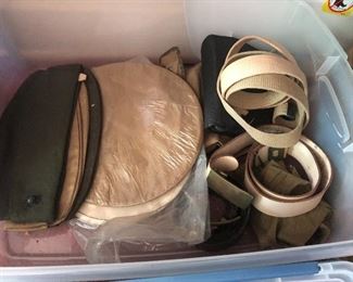 WWII WW2 uniform belts, hats, personal items