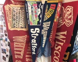 Vintage pennants - White Sox, Wisconsin, Army, travel