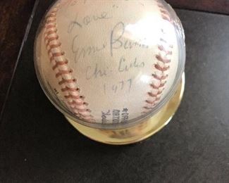 Ernie Banks autographed baseball 1977