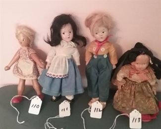 110 German wooden doll 111 & 112 madame a 113 alsace lorraine doll