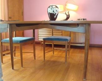Dining Area: This is a closer photo of the Mid-Century Modern table's outline.   (Note:  the client has decided to keep the vase.)