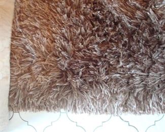 Family Room:  The mocha/off-white shag rug measures  approximately 6'  5"  x  9'  5."