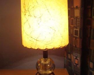 Bedroom: This is one of a pair of short Mid-Century Modern glass ball/wire base lamps.
