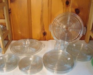 Family Room:  More "Manhattan:"  winged tidbit sets; salad plates; dinner plates; and coasters.