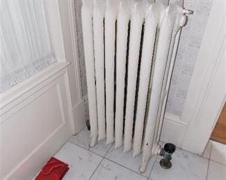 Vintage Cast Iron Radiator, Window Sheers