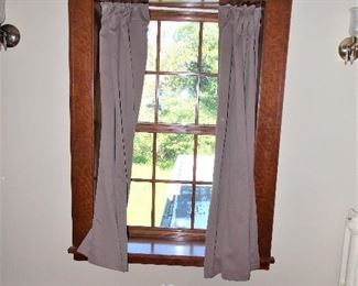Beautiful Wood Windows, Vintage Wall Sconces, Cast Iron Radiators, Window Curtains