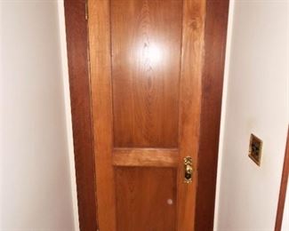 Antique Two Panel Stained Doors, Wood Outside Framing