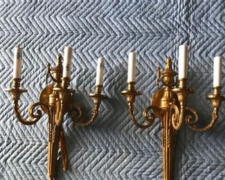 Pair of gold sconces :: $250 each :: Hard wired 
