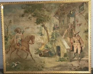 19th Century Tapestry Cartoon in gold frame::  $7,300 :: Size: 73.5" H x 88" W 