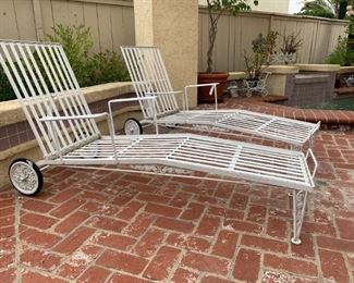 Vintage Wrought Iron Chaise Lounges (c. 1950s)