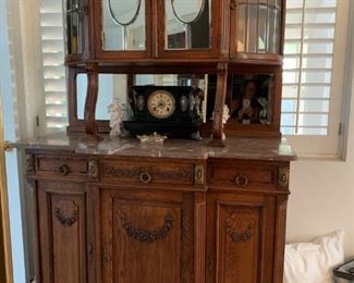 Beautifully-Crafted Demihune Dining Room Hutch with Marble Top