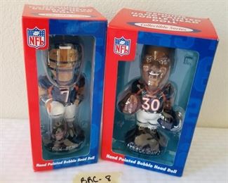 BRC -8 ($30) set of two Denver Bronco Bobbleheads, Elway and Davis both new in box.