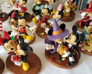 DS-1 ($150)  Set of 12 Disney figurines of Mickey and Minnie from the Perpetual Calendar Collection. "Micky and Minnie Forever" 2014.  Each one represents a month.  These were sent in 2's, so there should be 6 COAs but one could not be located.  There are 5 of the 6 COAs.  Each one is approx 3.5" tall.  Resin. 