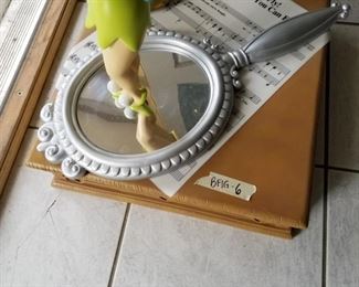 BFIG-6 ($200) Large Disney big fig of Tinkerbell!  There are 4 pieces to this, the gold box is a music box that plays the song on the sheet music "You Can Fly".  Base measures 18" x 17" x 23" tall.  Almost 2ft tall, looks smaller in photo.  