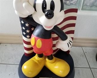 BFIG-4 ($75) Disney Big Fig Mickey Mouse saluting the American Flag.  Stands 22" tall x 13" diam.  Mickey comes off, flag is stationary.   Great condition!