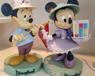 BFIG-10 ($200) Mickey and Minnie Mouse at Disneyland! Two separate big figs that stand side by side.  Each is 20" tall.  Minnie is missing one of her 3 eyelashes on her left eye. Otherwise great condition!