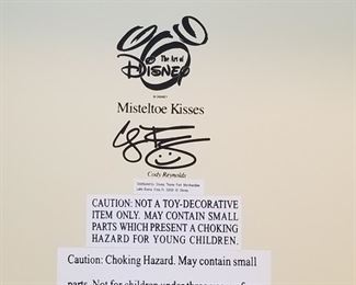 BFIG-9 ($200) "Mistletoe Kisses" by Cody Reynolds shows Micky  and Minnie in this Victorian style Big Fig.  No flaws noted.  Measures "22"h x 17"w.