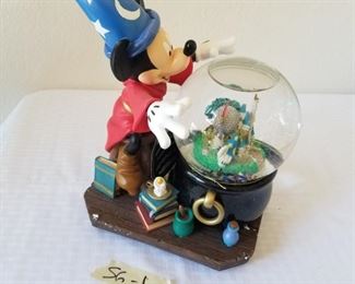 SG-6 ($20) Mickey Mouse "Where Magic Lives"  Snow globe and music box.  song The Sorcerer's Apprentice.  10"h  x 8"w