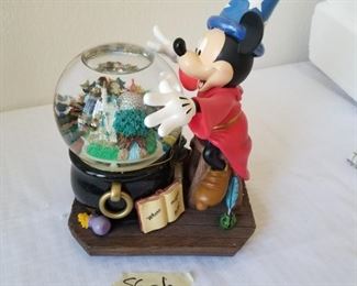 SG-6 ($20) Mickey Mouse "Where Magic Lives"  Snow globe and music box.  song The Sorcerer's Apprentice.  10"h  x 8"w
