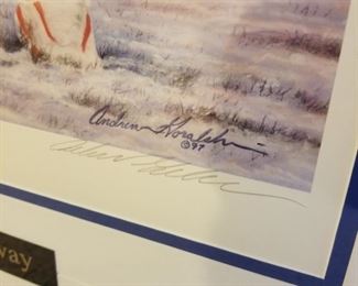 SB-1 ($150) "The Final Drive" John Elway signed this limited edition art piece done by Andy Goralski.  LE #247/507. Includes the COA plus a photo of John signing it.  Comes framed and measures 26.5" x 37.5". 