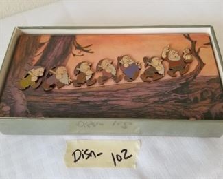 DISN-102 ($18) 65th Anniversary Seven Dwarfs collector pins in their own display box!   Limited edition, only 1937 made (in honor of the year of the movie).   All 7 pins, box in great condition.